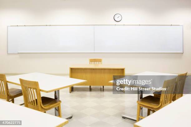 desks and chairs in empty lecture hall - university debate stock pictures, royalty-free photos & images