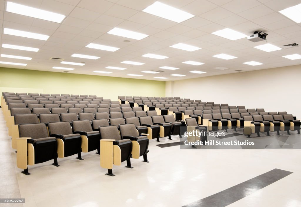 Seats in empty lecture hall