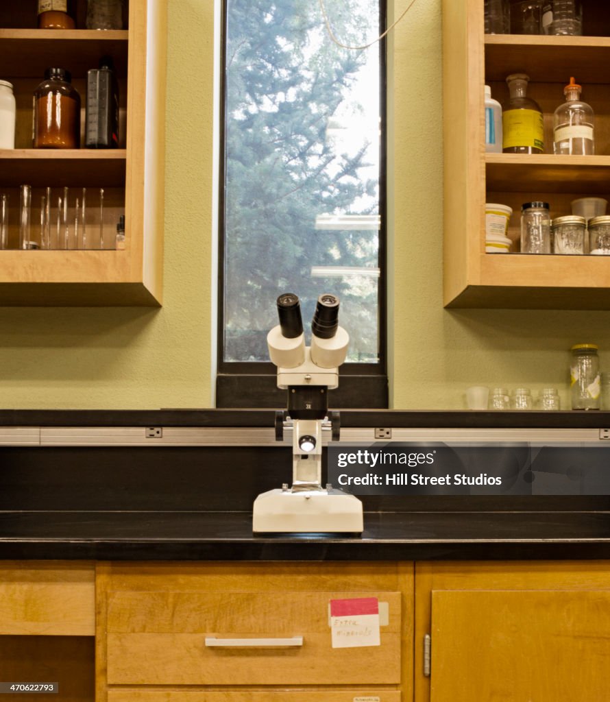 Countertop Lab Microscope Microscope On Counter In Laboratory High-Res Stock Photo - Getty Images