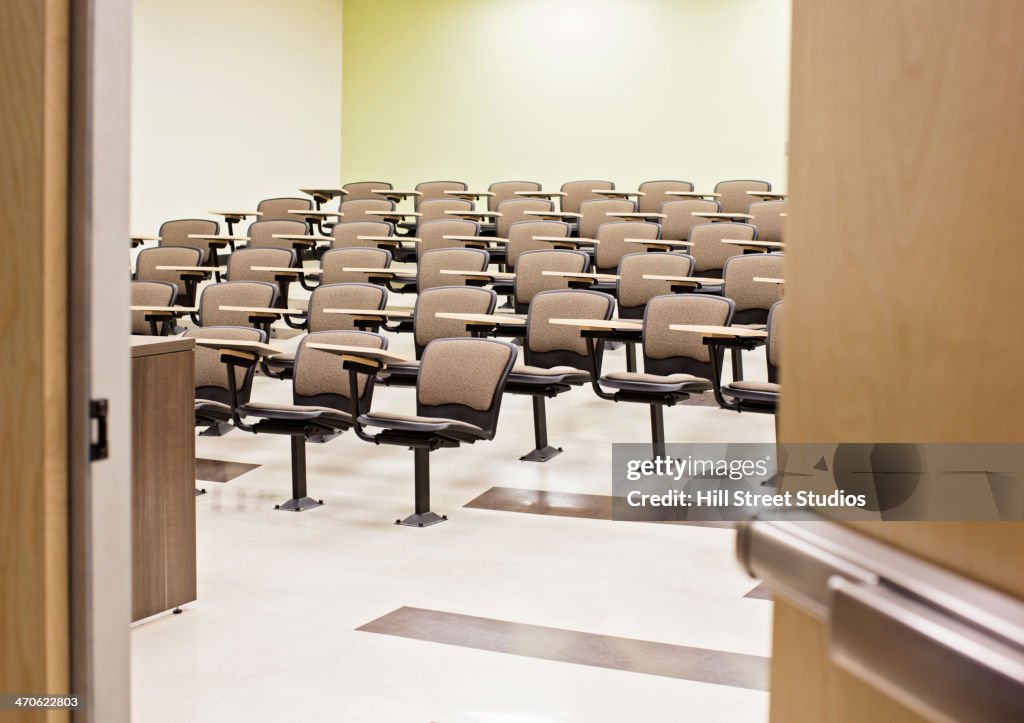 Seats in empty lecture hall