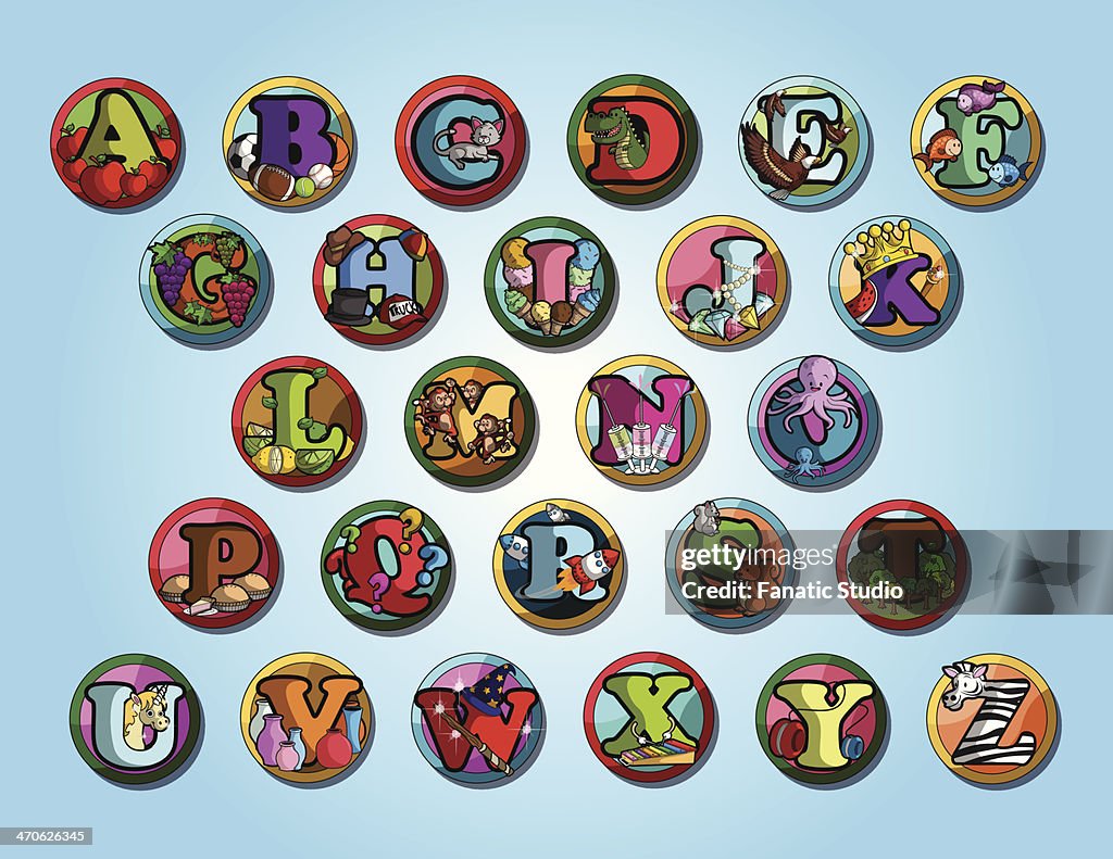Alphabets over blue background