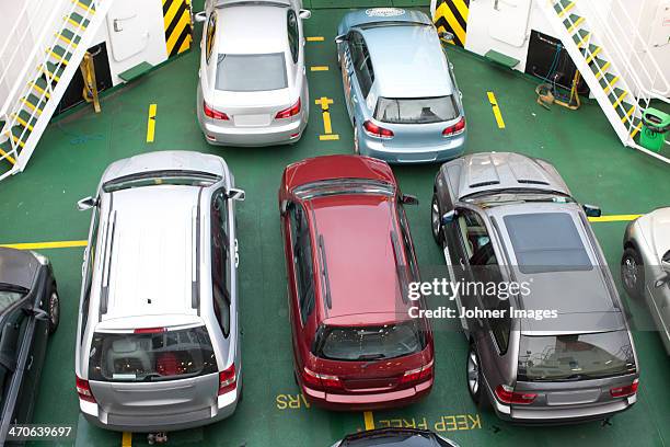 high angle view of cars on ferry - 渡輪 個照片及圖片檔