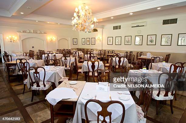 View of the restaurant at the San Raphael Country Hotel in Itu, some 100 km from Sao Paulo, which will host Russia's national football team during...