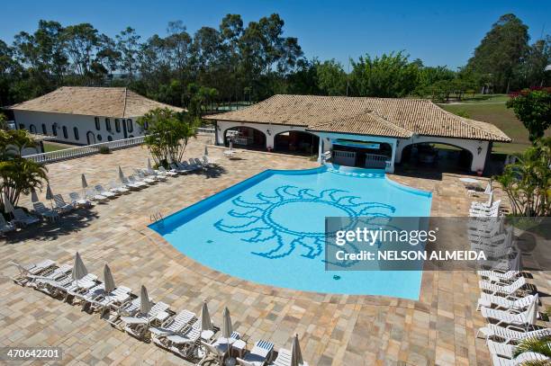 View of the pool at the San Raphael Country Hotel in Itu, some 100 km from Sao Paulo, which will host Russia's national football team during the FIFA...