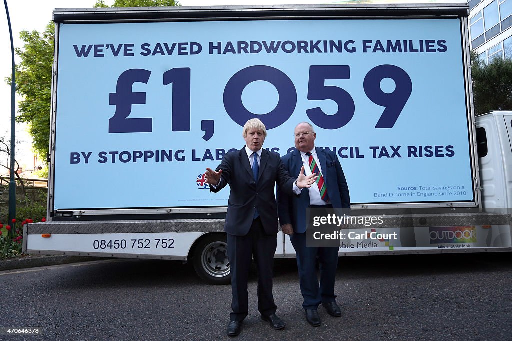 Boris Johnson And Eric Pickles Launch Conservative Campaign Posters