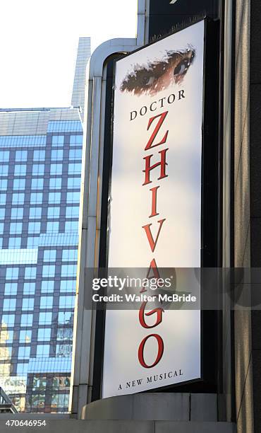 Theatre Marquee for the Broadway Opening of 'Doctor Zhivago' at The Broadway Theatre on April 21, 2015 in New York City.