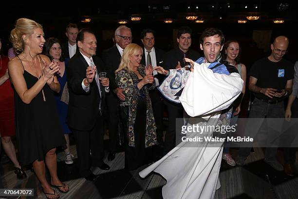Oseph Medeiros with Kelly Devine, Michael Weller during the Broadway Opening Night Actors' Equity Gypsy Robe Ceremony honoring Joseph Medeiros for...
