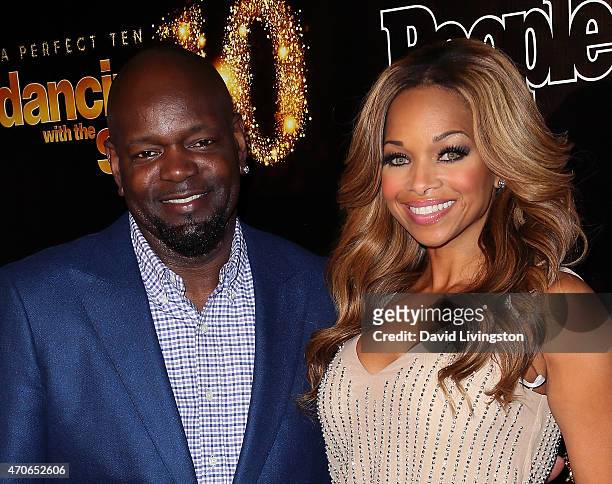 Former NFL player Emmitt Smith and wife Patricia Southall attend the 10th anniversary of ABC's "Dancing with the Stars" at Greystone Manor on April...