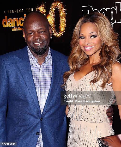 Former NFL player Emmitt Smith and wife Patricia Southall attend the 10th anniversary of ABC's "Dancing with the Stars" at Greystone Manor on April...