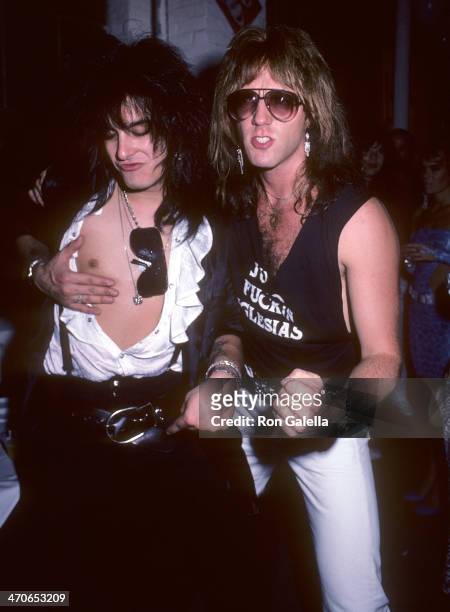 Bassist Nikki Sixx of Motley Crue and guitarist Jay Jay French of Twisted Sister attend Motley Crue in Concert: Theatre of Pain Tour - After Party on...