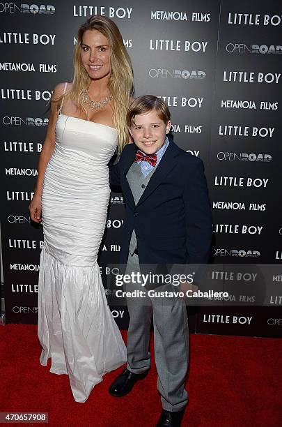 Kelly Greyson and Jakob Salvati attends the The Miami Premiere Of "Little Boy" at Regal South Beach on April 21, 2015 in Miami, Florida.