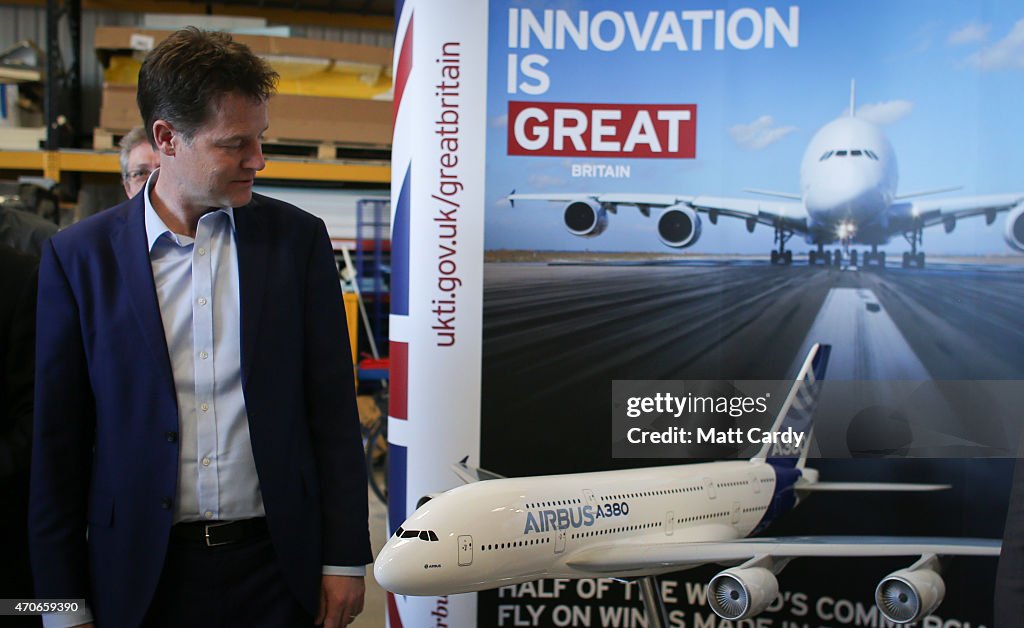 Nick Clegg Visits Airbus On The Campaign Trail