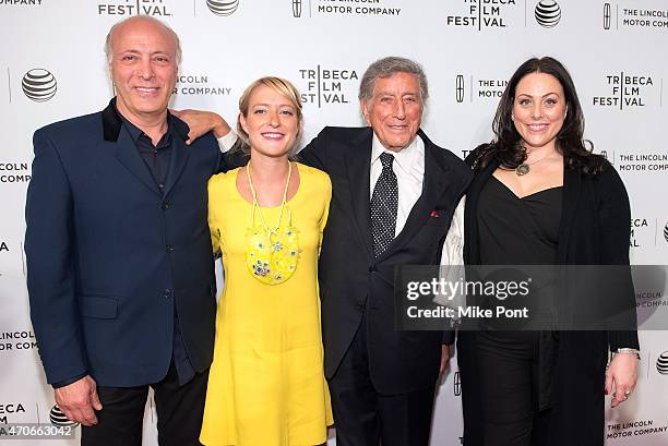 Danny Bennett, Remy Bennett, Tony Bennett and Joanna Bennett attend the 2015 Tribeca Film Festival - Special Screening Narrative: "On The Town" at...