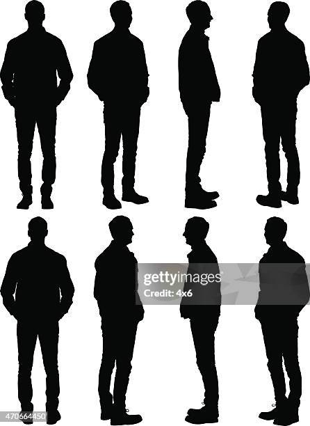 stockillustraties, clipart, cartoons en iconen met casual man posing - man side view