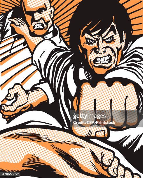 hand to hand combat - kung fu stock illustrations