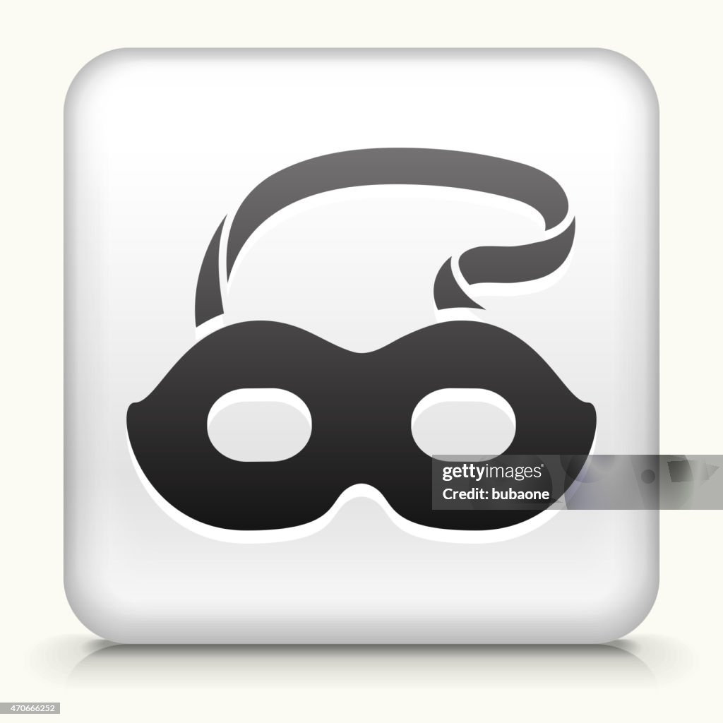 Square Mask Icon White Square Button With Masquerade Mask High-Res Vector Graphic ...