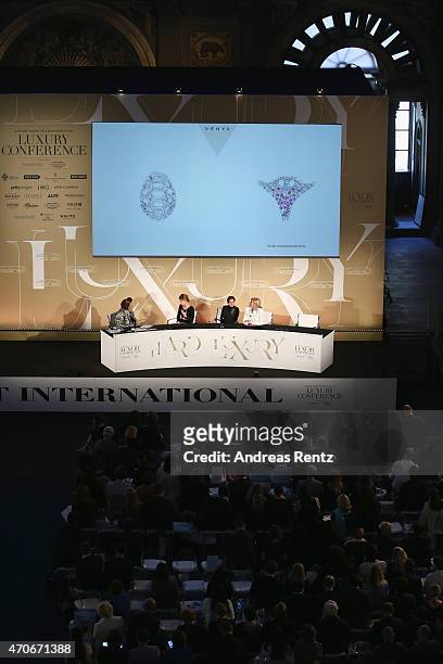 International Vogue Editor Suzy Menkes, Eugenie Niarchos, Delfina Delettrez Fendi and Nadja Swarovski attend the Conde' Nast International Luxury...