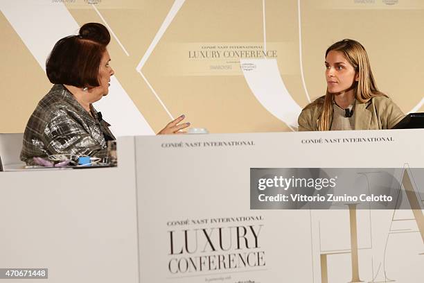 International Vogue Editor Suzy Menkes and Gaia Repossi attend the Conde' Nast International Luxury Conference at Palazzo Vecchio on April 22, 2015...