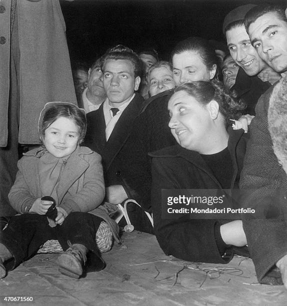 "Women, men and children attending a public meeting held by Italian labour leader and member of the Italian Socialist Party Giuseppe Di Vittorio....