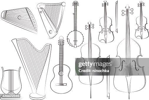 String Instruments Drawing Pretty String Instruments High-Res Vector Graphic - Getty Images