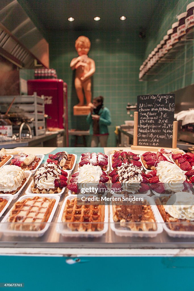 Special waffle toppings on display
