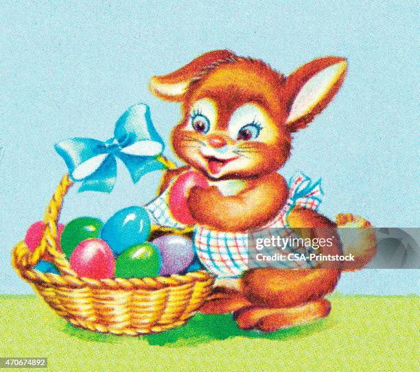 easter bunny - basket texture stock illustrations