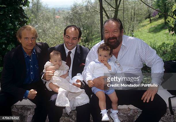 "Italian actor, director, scriptwriter and TV producer Terence Hill , Italian actor, scriptwriter and film producer Bud Spencer and his son Giuseppe...
