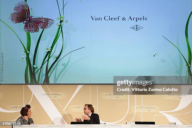 International Vogue Editor Suzy Menkes and Nicolas Bos, President and CEO of Van Cleef and Arpels attend the Conde' Nast International Luxury...