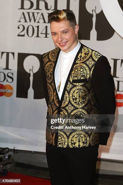 John Newman attends The BRIT Awards 2014 at 02 Arena on February 19, 2014 in London, England.