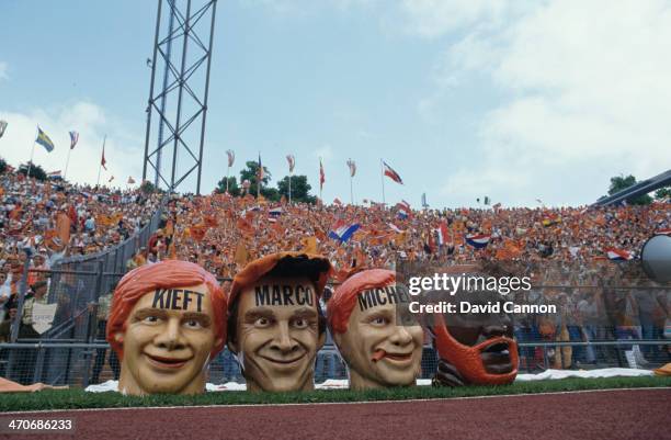 Netherlands supporters during the UEFA European Championships 1988 Final between USSR and Netherlands held on June 25, 1988 at the Olympiastadion in...