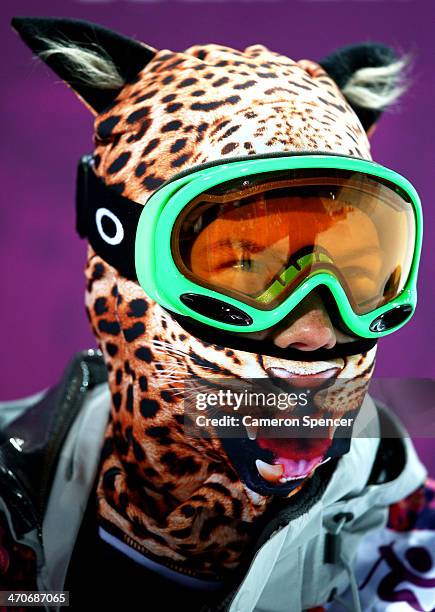 Elizavetta Chesnokova of Russia looks on in the Freestyle Skiing Ladies' Ski Halfpipe Qualification on day thirteen of the 2014 Winter Olympics at...