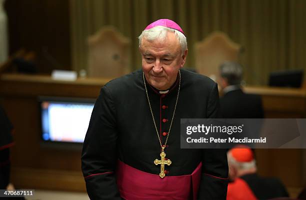 Archbishop of Westminster and Cardinal Designate Vincent Nichols attends an Extraordinary Consistory on February 20, 2014 in Vatican City, Vatican....