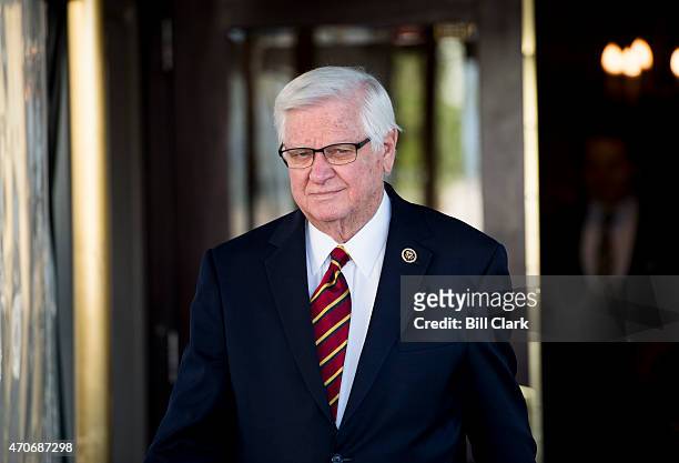 Rep. Harold Rogers, R-Ky., leaves the House Republican Conference meeting at the Capitol Hill Club on Wednesday, April 22, 2015.