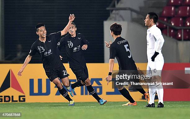Nam Joon-Jae of Seongnam FC celebrates the goal during the Asian Champions League match between Seongnam FC and Buriram United at Tancheon Sports...