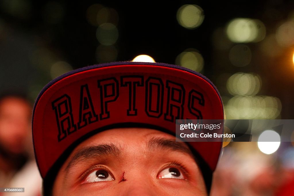 Toronto Raptors Fans Watching Playoff Game In Maple Leaf Square