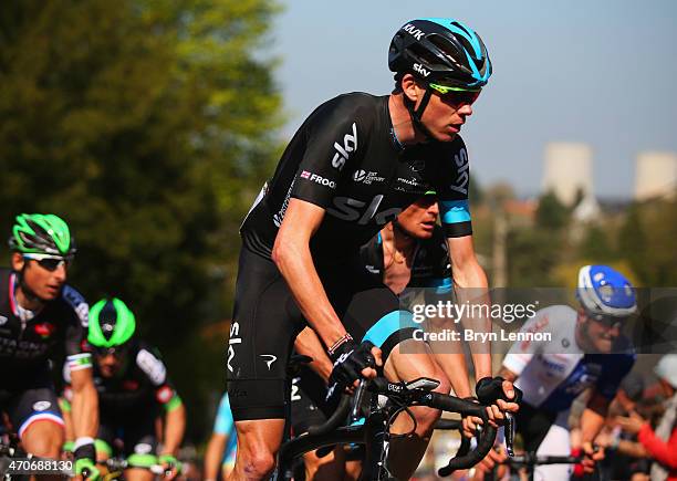 Chris Froome of Great Britain and Team Sky rides during the 79th La Fleche Wallonne from Waremme to Huy on April 22, 2015 in Huy, Belgium.