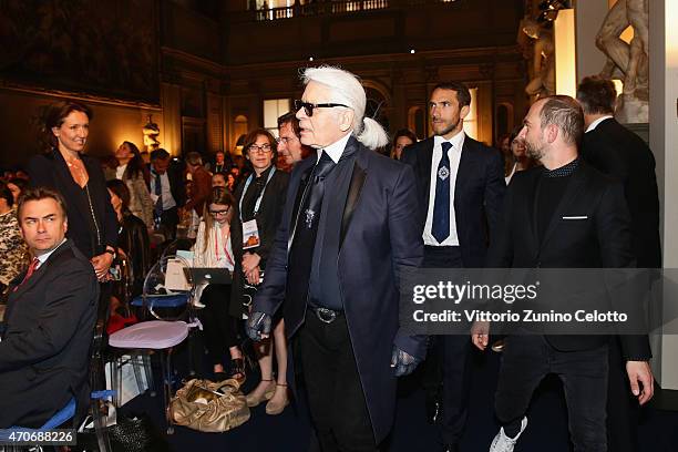 Karl Lagerfeld attends the Conde' Nast International Luxury Conference at Palazzo Vecchio on April 22, 2015 in Florence, Italy.