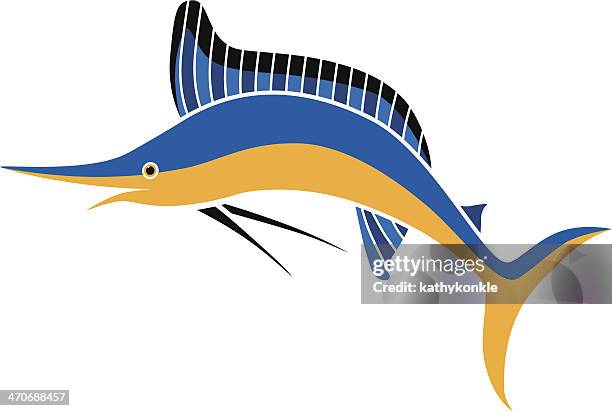 illustrations, cliparts, dessins animés et icônes de marlin en couleur - blue marlin