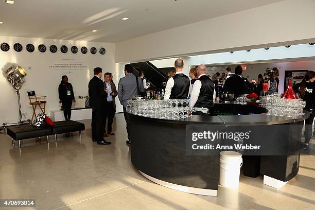 General view of the Lincoln Black Label Filmmaker Lounge at The Lincoln Motor Company and Tribeca Film Festival hosted special centennial tribute on...