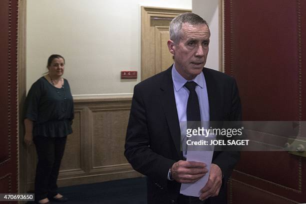 Paris Prosecutor Francois Molins arrives for a press conference at the Paris court on April 22 following the arrest of an IT student who allegedly...
