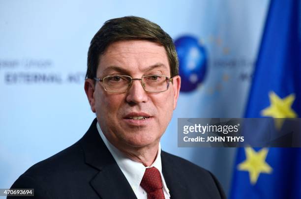 Cuban Foreign Affairs Minister Bruno Rodriguez Parrilla deliver a joint press conference with the European Union High Representative for Foreign...