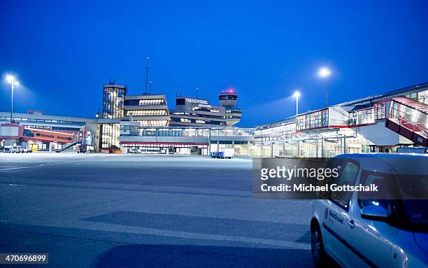 The terminal of Berlin-Tegel airport during sunset on February 19, 2014 in Berlin, Germany.