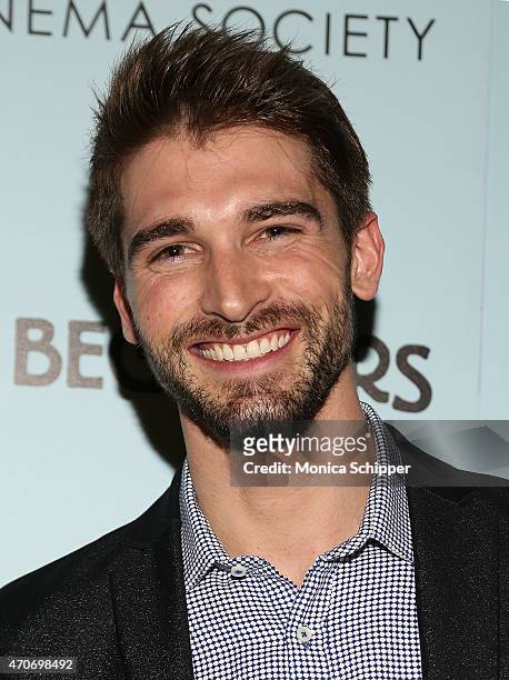 Model Luke Hogan attends RADiUS With The Cinema Society & Brooks Brothers Host The New York Premiere Of "Adult Beginners" at AMC Lincoln Square...