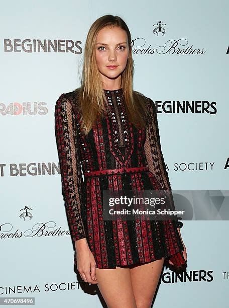 Model Heather Marks attends RADiUS With The Cinema Society & Brooks Brothers Host The New York Premiere Of "Adult Beginners" at AMC Lincoln Square...