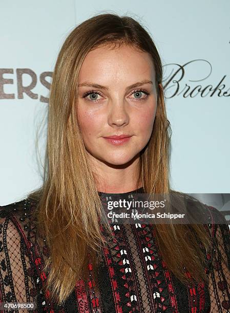 Model Heather Marks attends RADiUS With The Cinema Society & Brooks Brothers Host The New York Premiere Of "Adult Beginners" at AMC Lincoln Square...