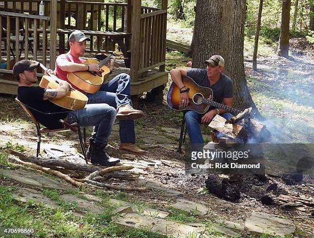 Stephen Barker Liles, Eric Gunderson and Trent Tomlinson attend Country Rock Group, Love And Theft "Cabin Fever Writing Sessions" on April 21, 2015...