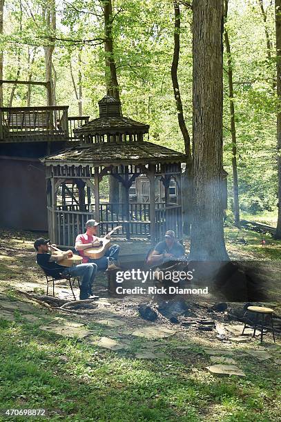 Stephen Barker Liles, Eric Gunderson and Trent Tomlinson attend Country Rock Group, Love And Theft "Cabin Fever Writing Sessions" on April 21, 2015...