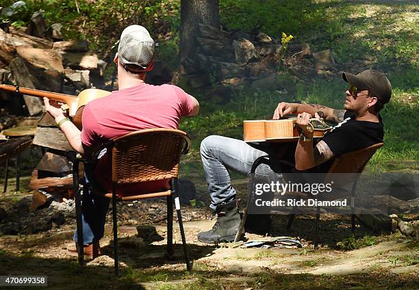 Eric Gunderson and Stephen Barker Liles attend Country Rock Group, Love And Theft "Cabin Fever Writing Sessions" on April 21, 2015 in Dover,...