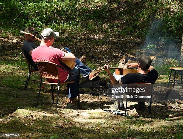 Eric Gunderson and Stephen Barker Liles attend Country Rock Group, Love And Theft "Cabin Fever Writing Sessions" on April 21, 2015 in Dover,...