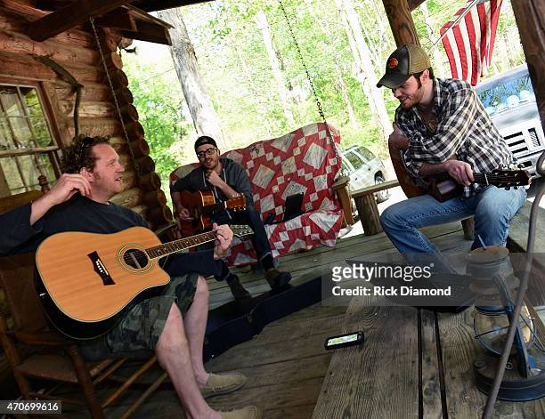 Joe Denim, Ryan Creamer and Wyatt Mccubbin attend Country Rock Group, Love And Theft "Cabin Fever Writing Sessions" on April 21, 2015 in Dover,...